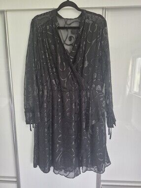 Women's Black Sheer Wrap Dress